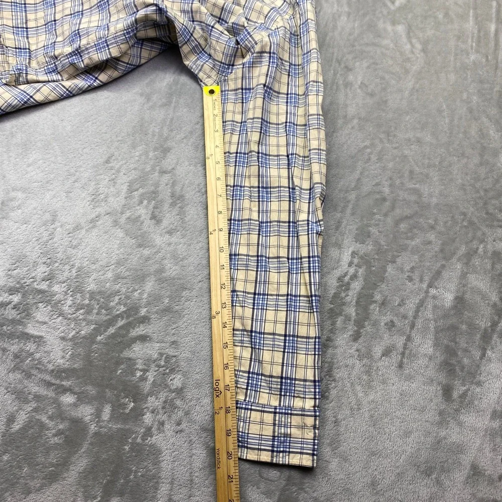 J Crew Classic Fit Button Down Shirt Mens Large Blue Plaid Secret‎ Wash Stretch